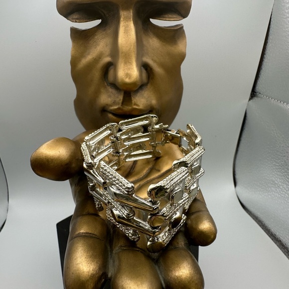 Classy, silver tone, textured, smooth bracelet, you are sure to love - Picture 6 of 12